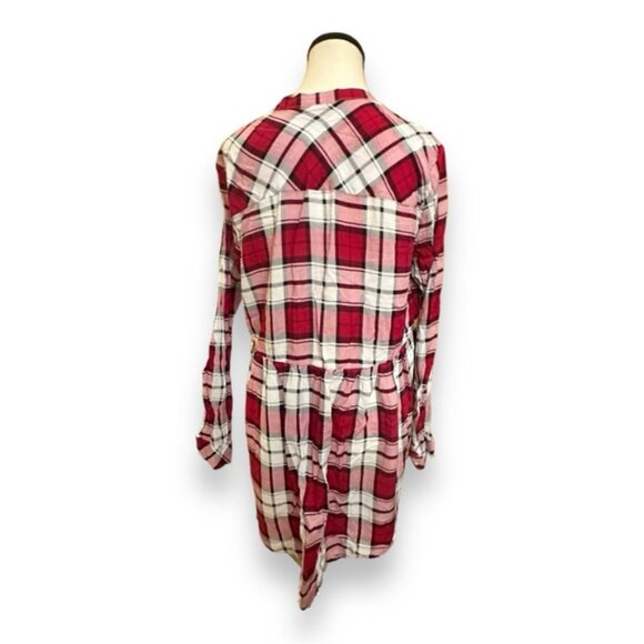 Women’s torrid 1 Beet Red Plaid Emma Babydoll Challis Button Front Tunic 14 16 - Picture 6 of 12